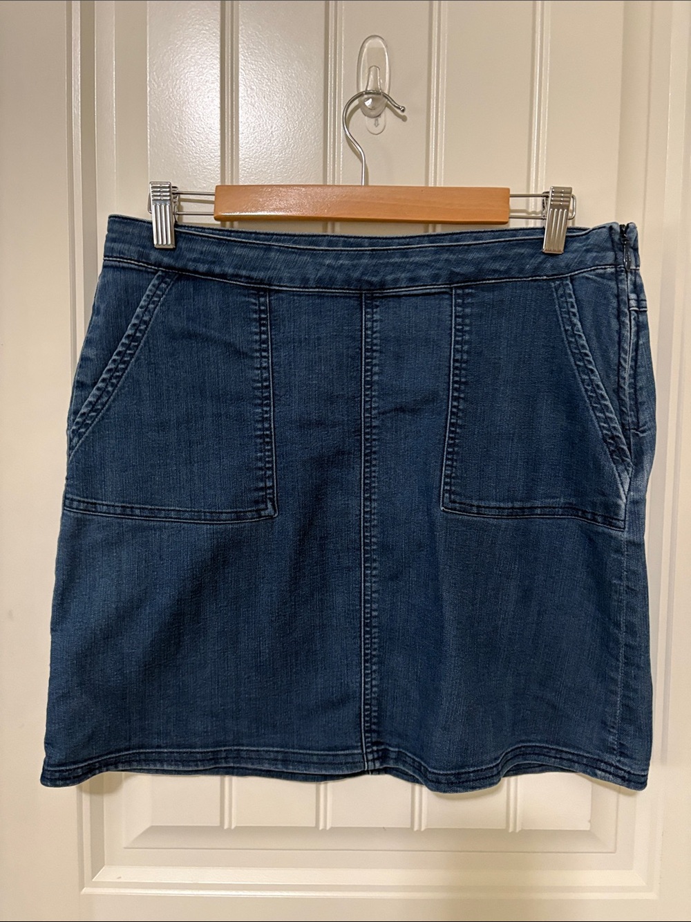 Prana Blue Denim Pocket Mini Skirt